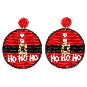 Ho Ho Ho Seed Bead Round Earrings