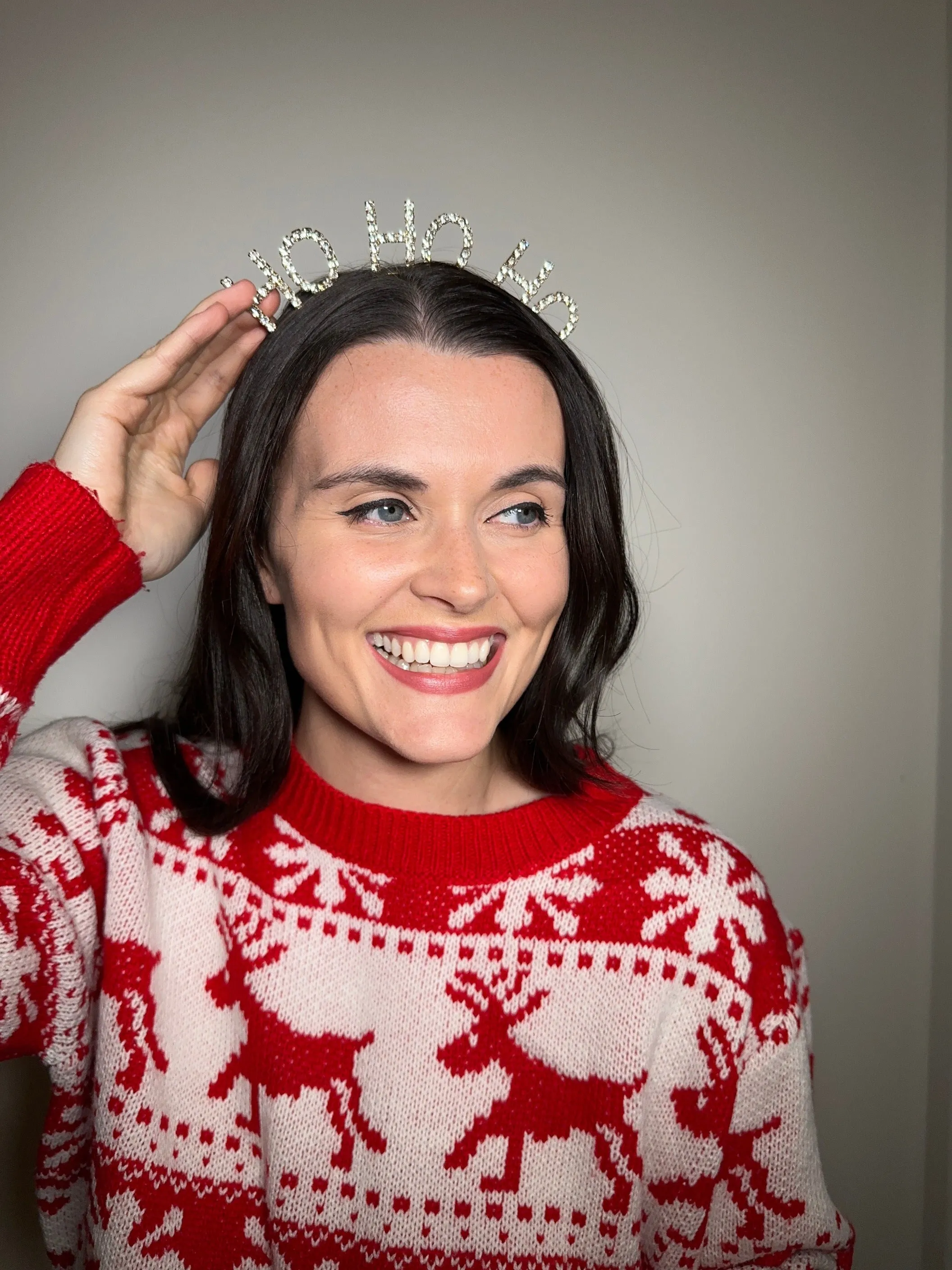 HO HO HO Slogan Christmas Crown in Silver
