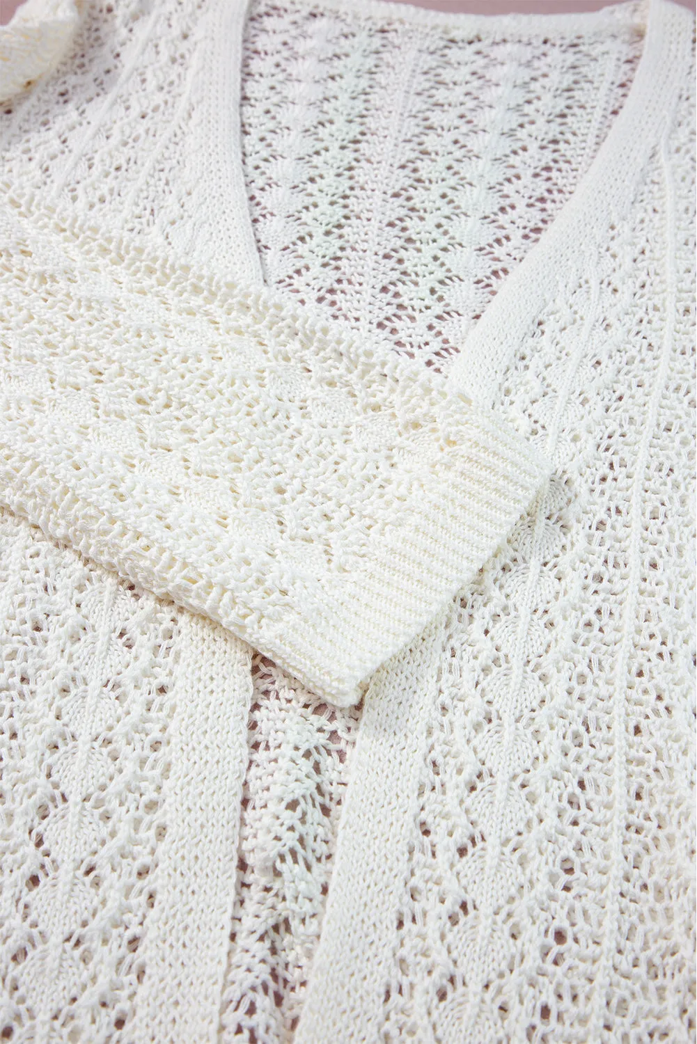 Hollowed Knit 3/4 Sleeve Cardigan