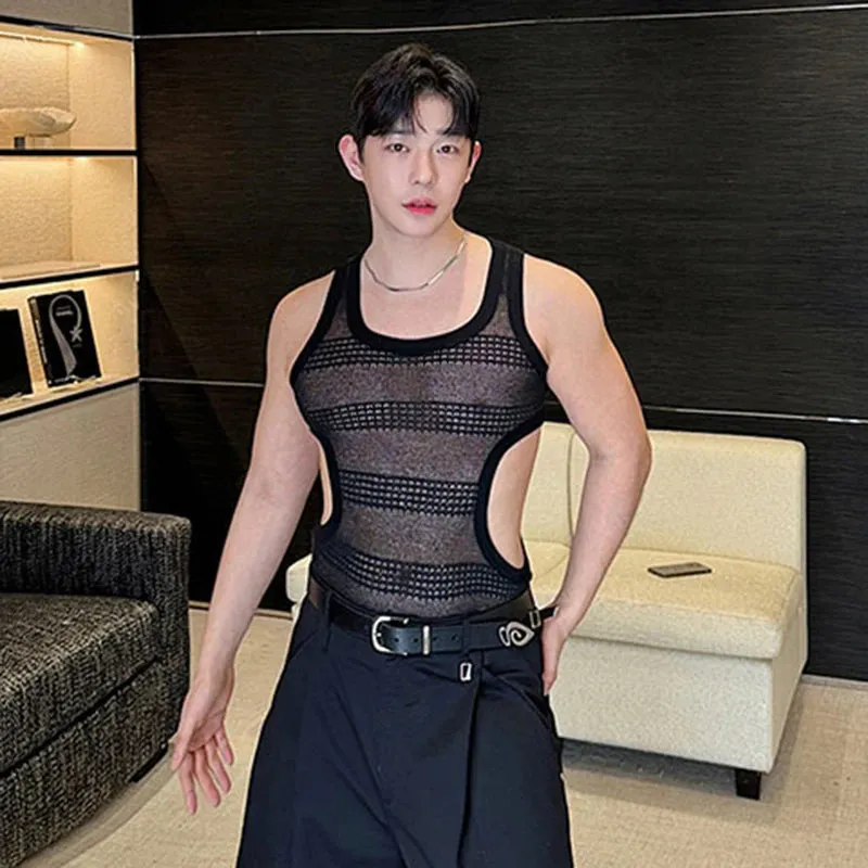 Hollowed Side Waist Polyester Tank Top