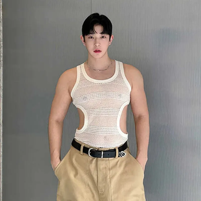 Hollowed Side Waist Polyester Tank Top