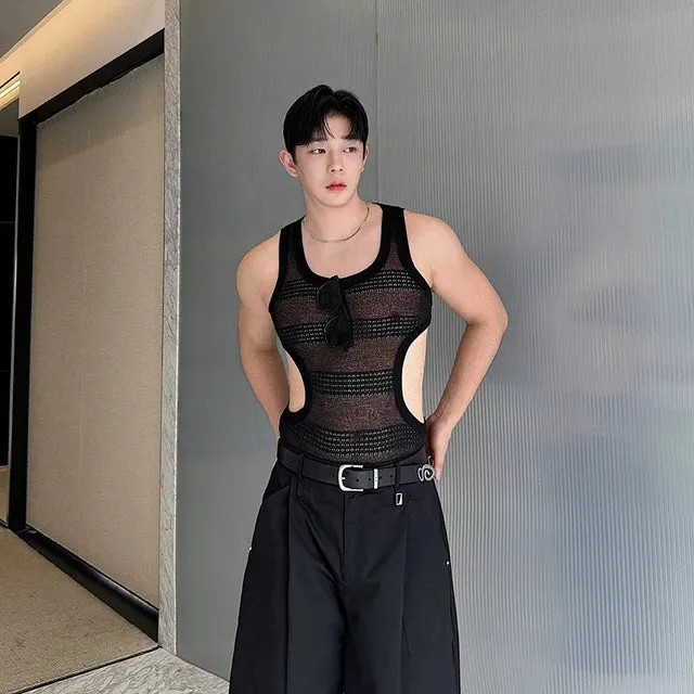 Hollowed Side Waist Polyester Tank Top