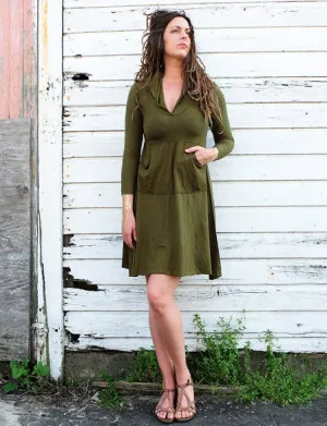 Hooded Eclipse Kangaroo Pocket Wanderer Short Dress