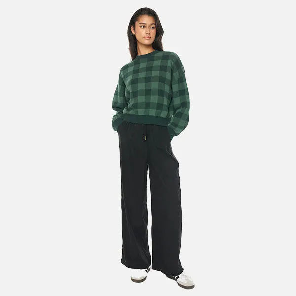 Huffer Melrose Intarsia Crop Knit - Forest