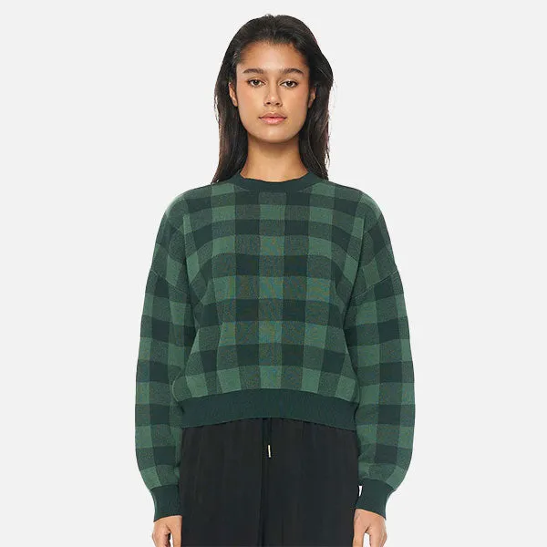 Huffer Melrose Intarsia Crop Knit - Forest