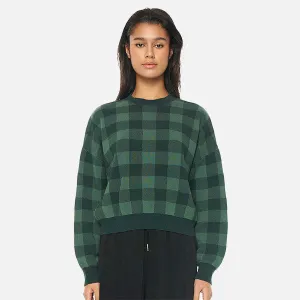 Huffer Melrose Intarsia Crop Knit - Forest