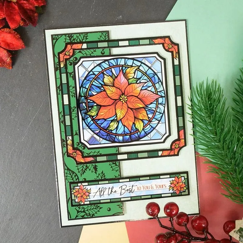 Hunkydory Stained Glass Christmas Luxury Foiled Edge-to-Edge Cardstock