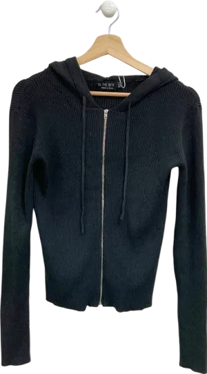 In The Style Charcoal Rib Knit Zip Up Co-ord Hoodie UK 6-8