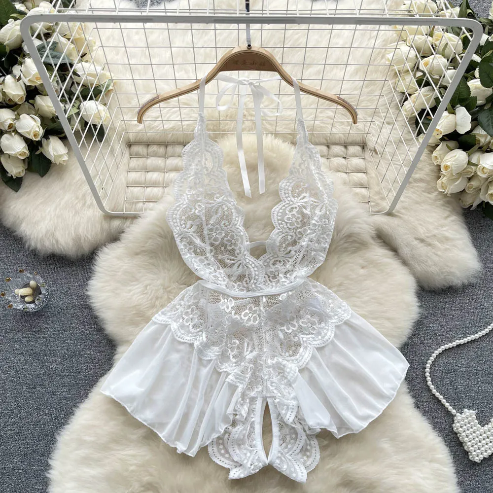 Irregular Design Lace Patchwork V-neck Dress