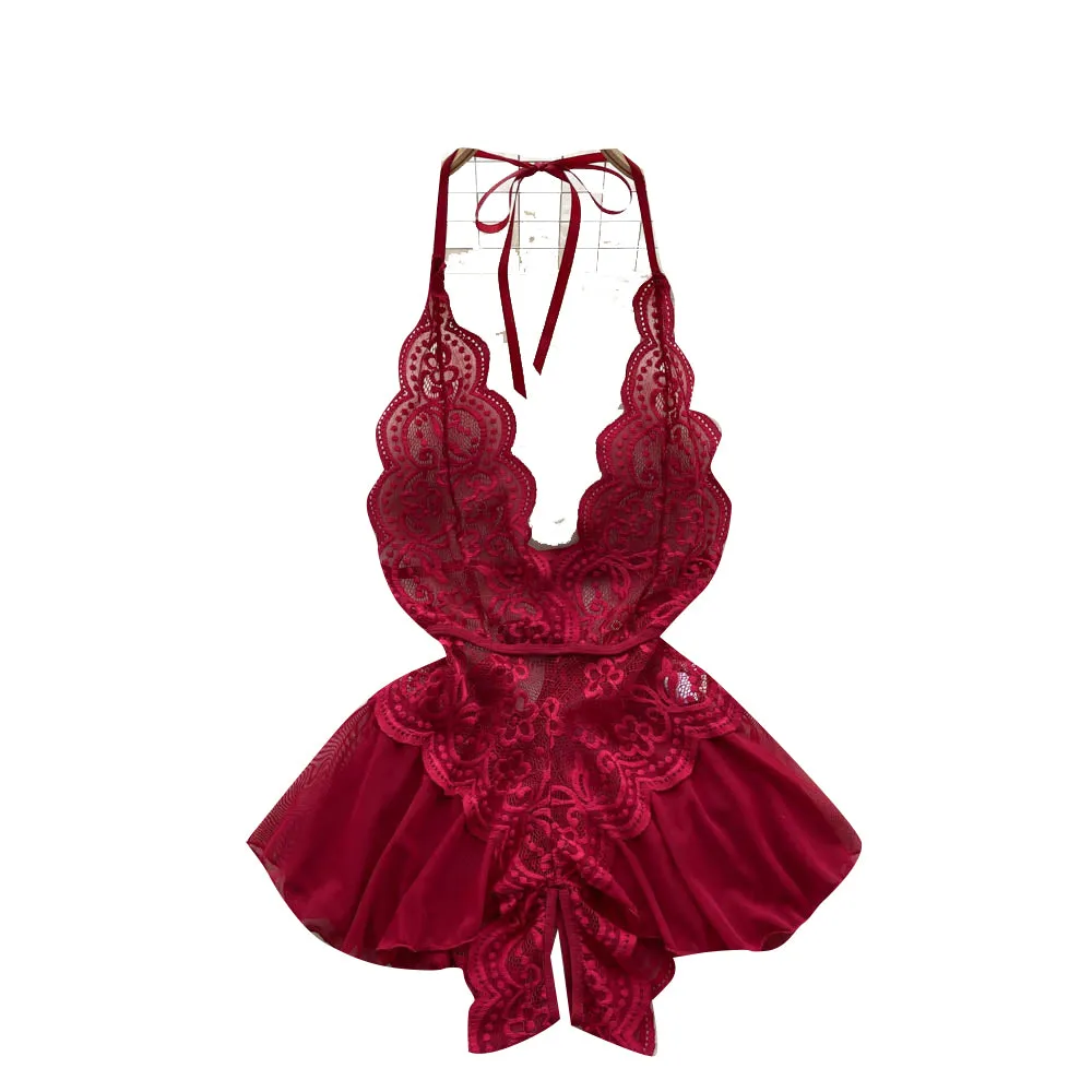 Irregular Design Lace Patchwork V-neck Dress