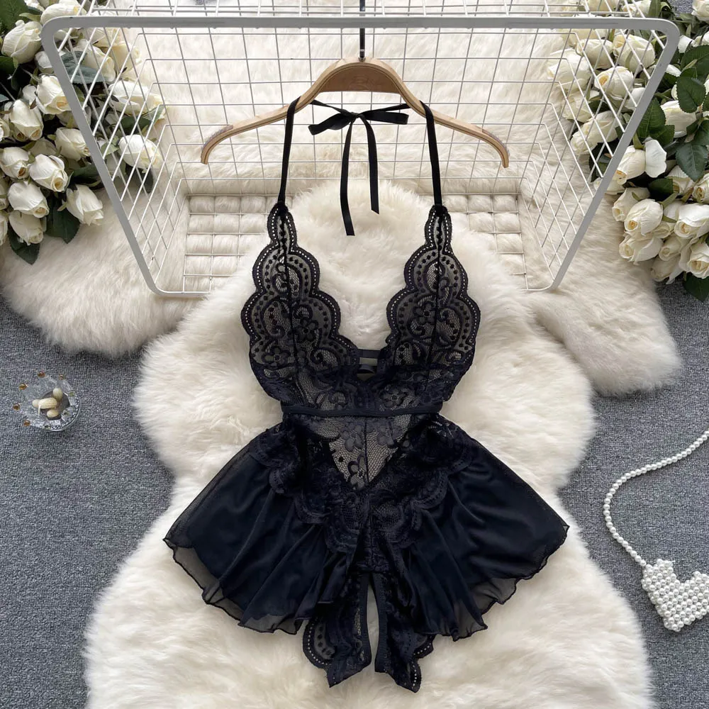 Irregular Design Lace Patchwork V-neck Dress