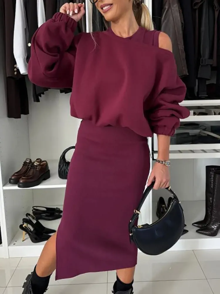 Ivyshape | Cozy 2-Piece Sweatshirt Dress