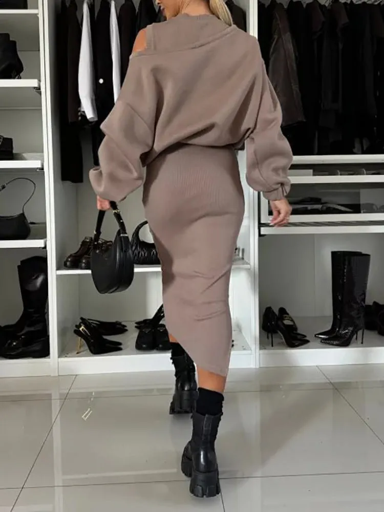 Ivyshape | Cozy 2-Piece Sweatshirt Dress