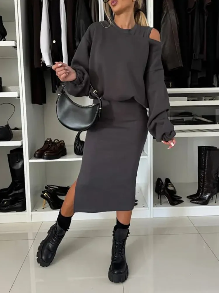 Ivyshape | Cozy 2-Piece Sweatshirt Dress