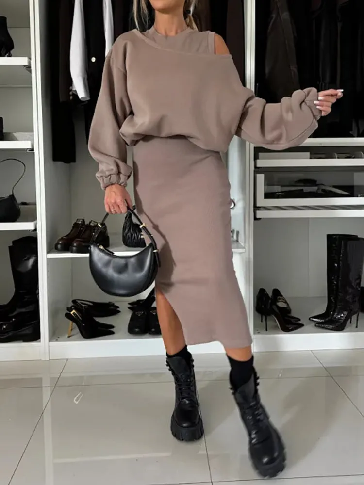 Ivyshape | Cozy 2-Piece Sweatshirt Dress
