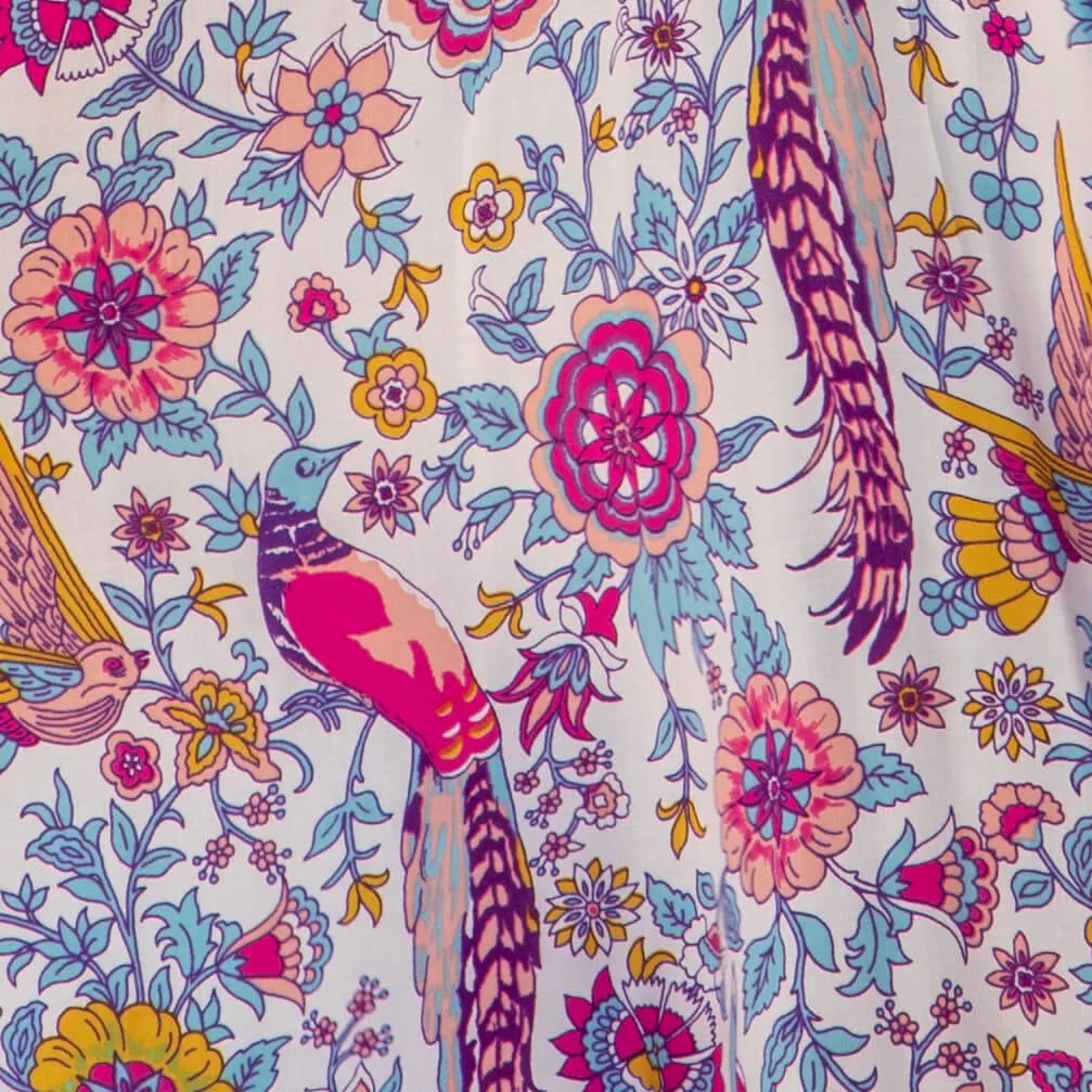 Jane Fonda Kimono Shrug in Premium Birds of Paradise White Floral