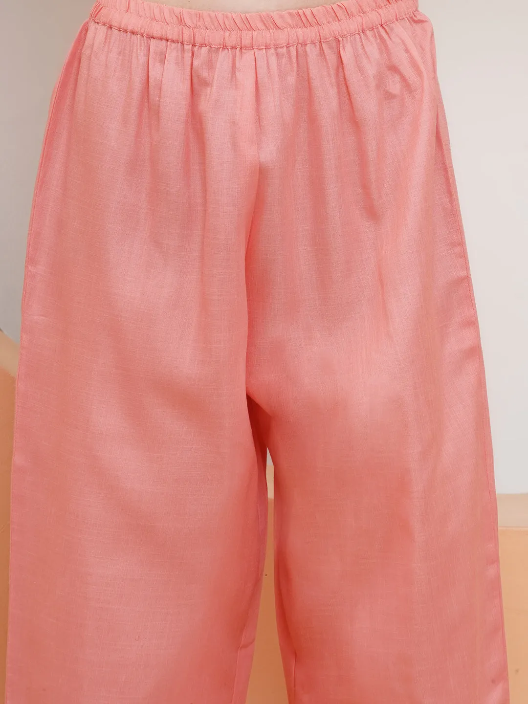 Jashvi Peach Colour Embroidered Kurta set