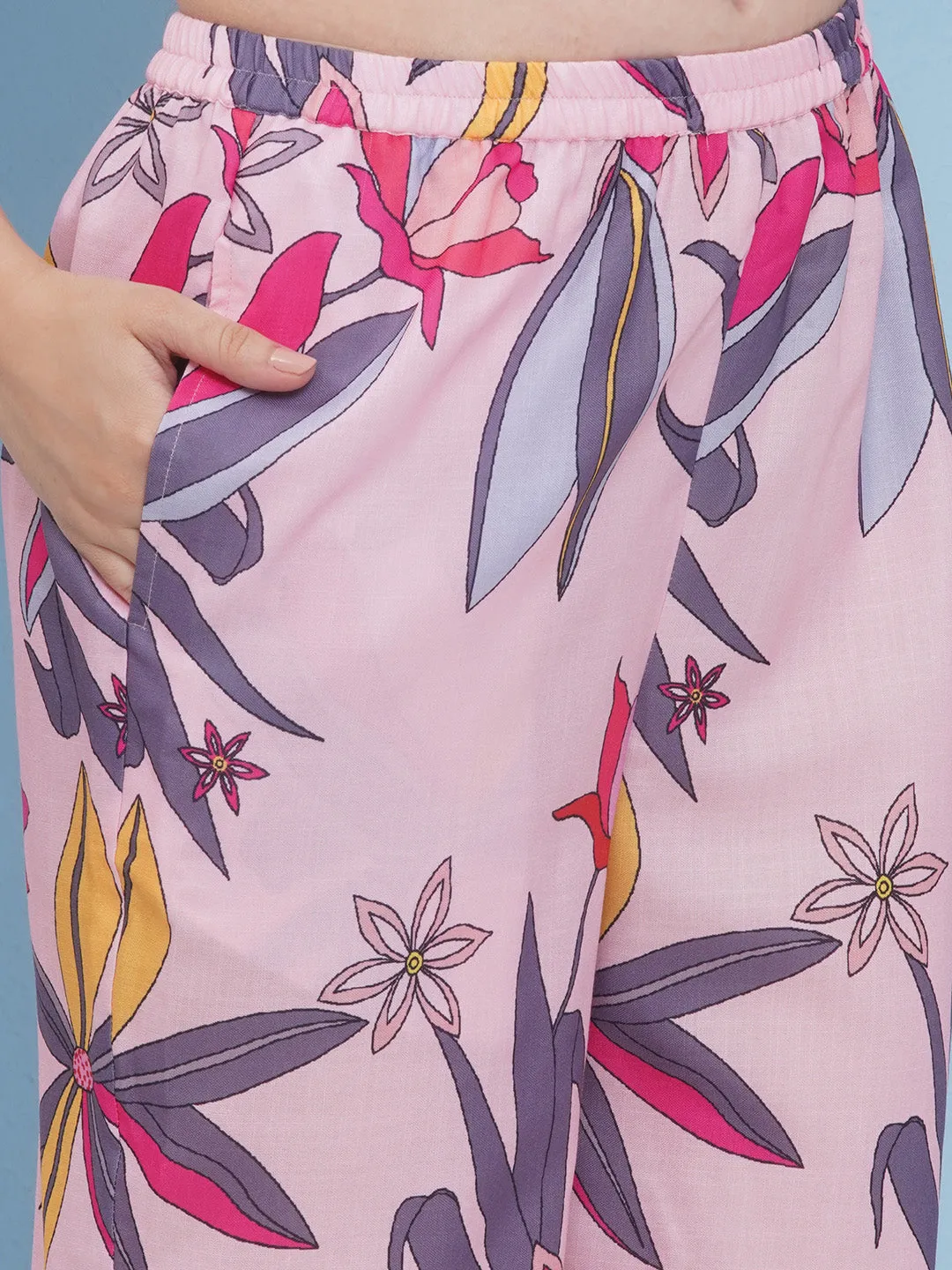 Jashvi Pink With Multi Colour Floral Printed Kurta set