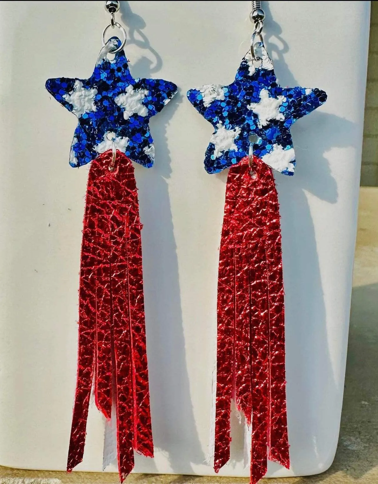 Jewelry - Star Tassel Earrings, Red/white/blue