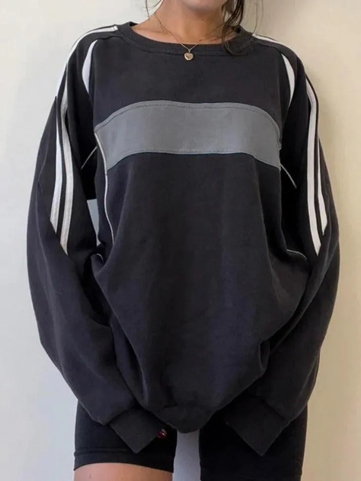 Joskaa Preppy Contrast Color Splice Sweatshirt