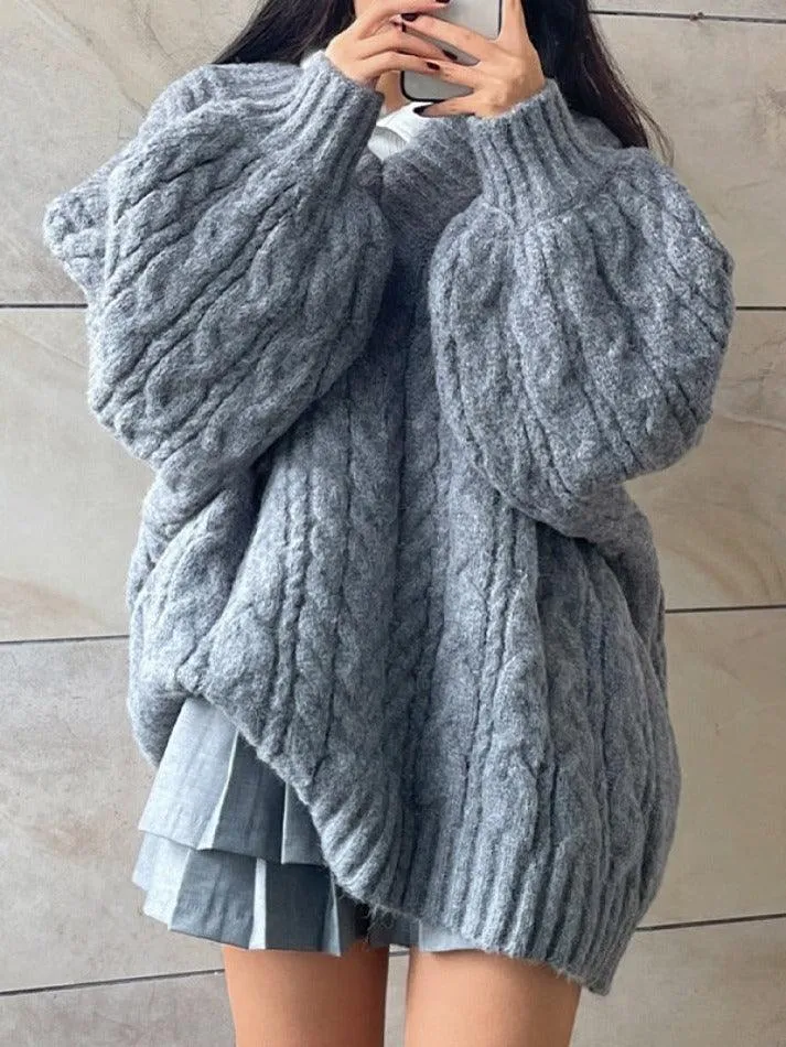 Joskaa Twist Design V Neck Loose Sweater