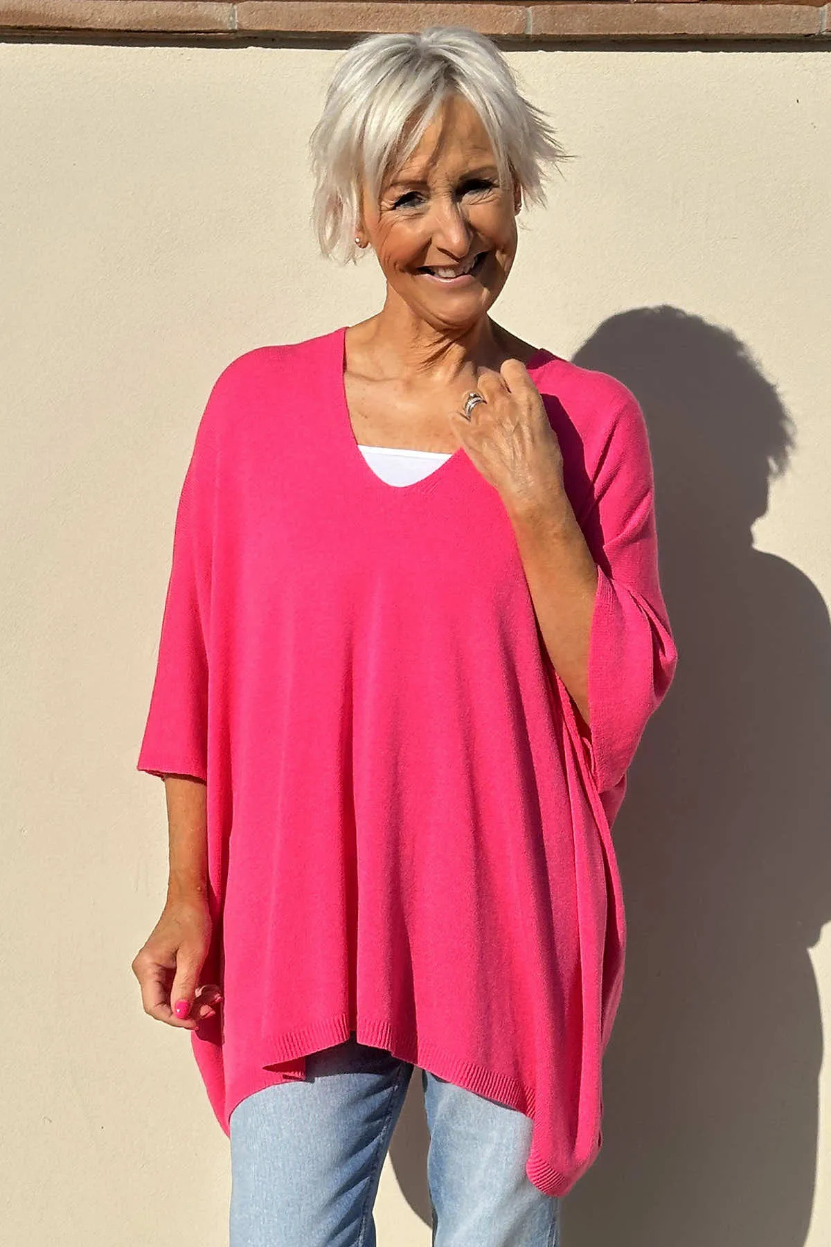 Katya V-Neck Top Fuchsia