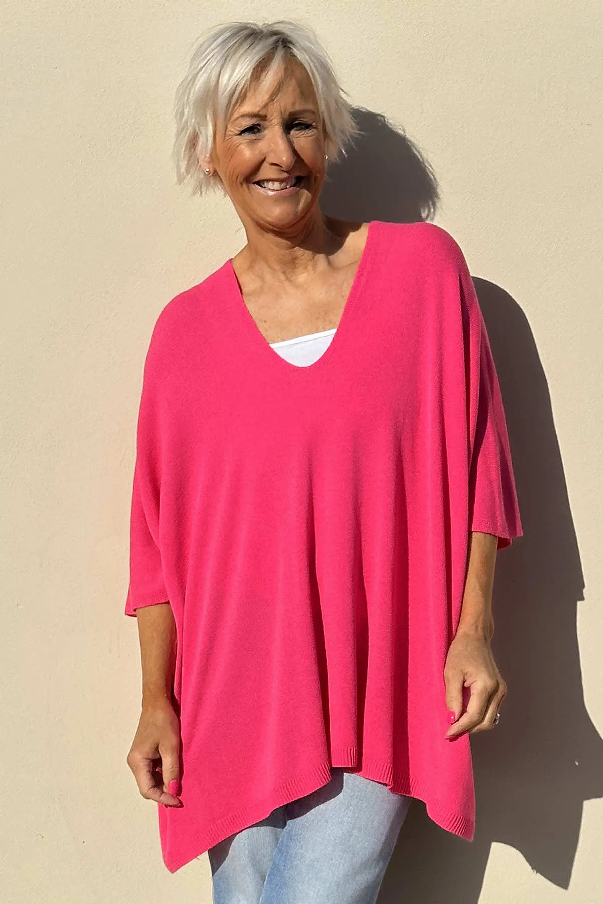 Katya V-Neck Top Fuchsia