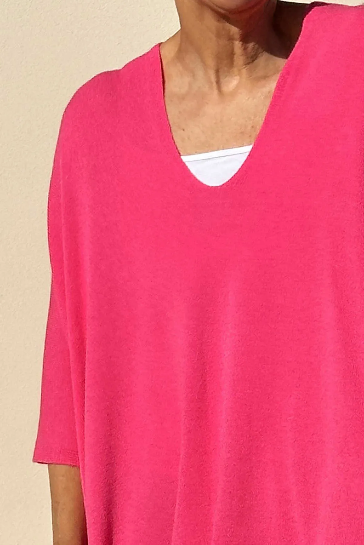 Katya V-Neck Top Fuchsia