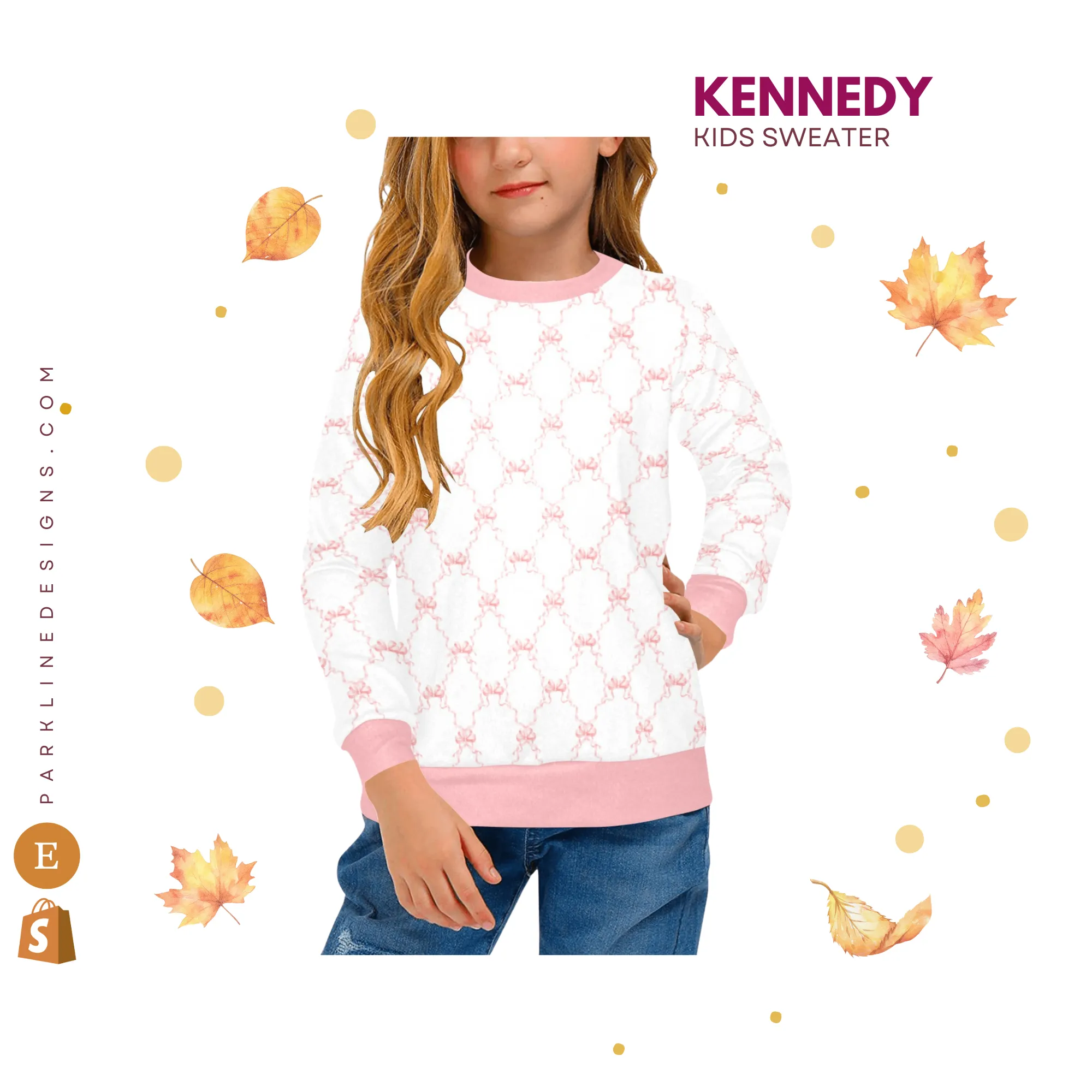 Kennedy Crew Neck Sweatshirt | Soft Pink and Blue All Over Print | Cozy Fall & Winter Wardrobe Essential