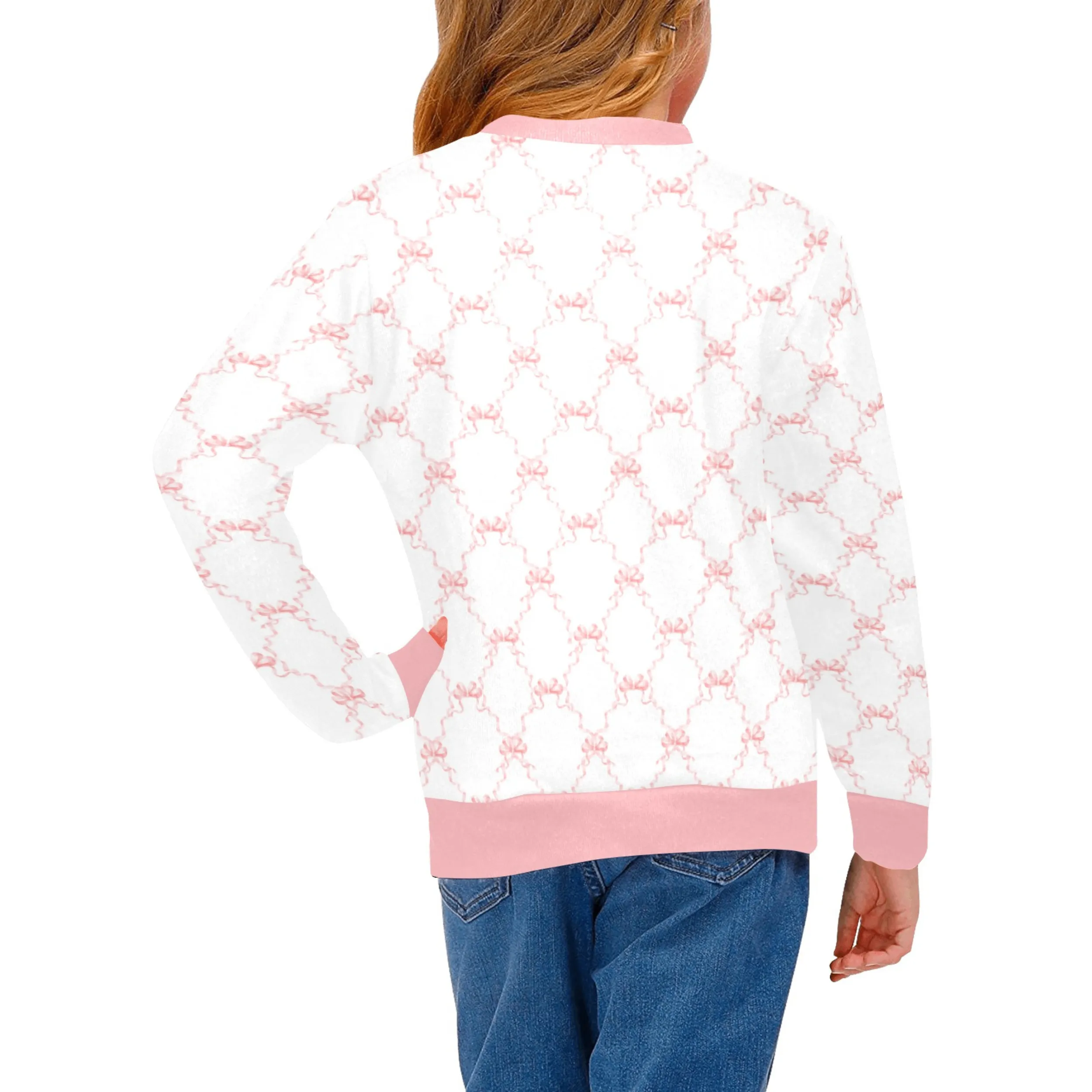 Kennedy Crew Neck Sweatshirt | Soft Pink and Blue All Over Print | Cozy Fall & Winter Wardrobe Essential