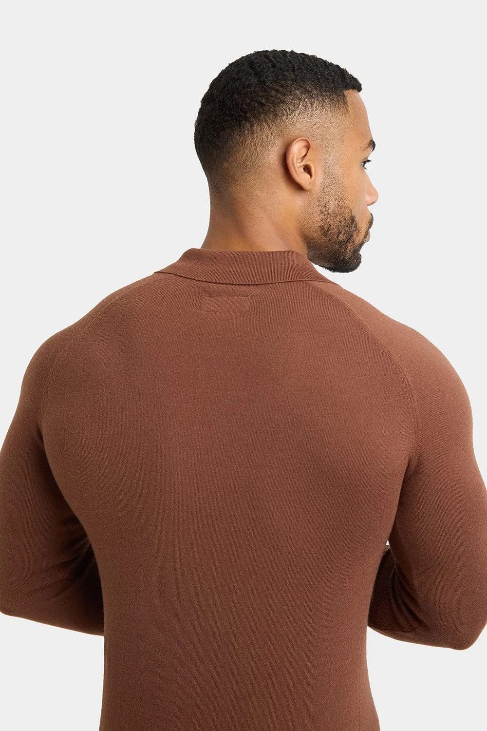 Knitted Polo Shirt in Nutmeg