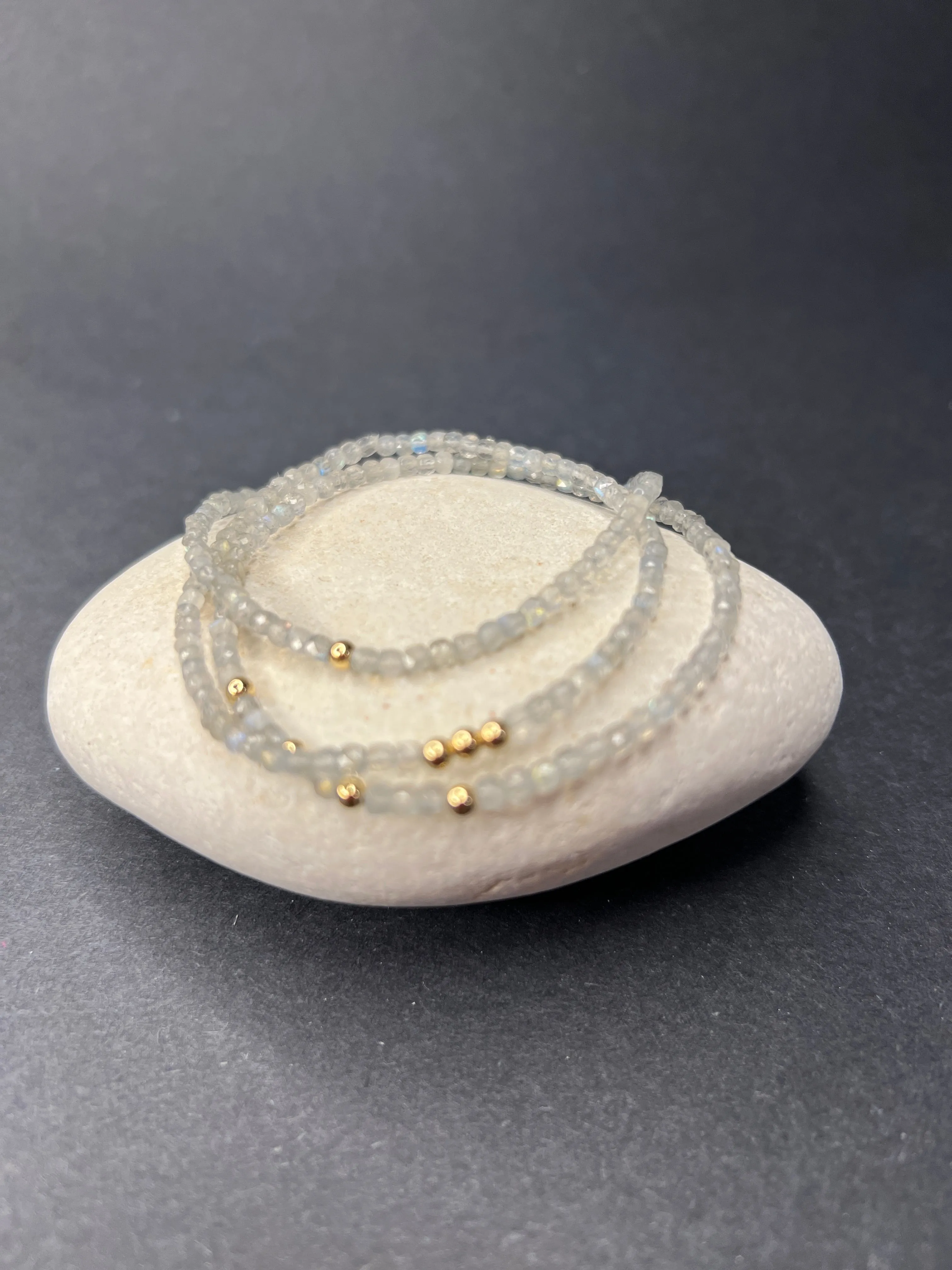 Labradorite & Rainbow Moonstone Layering Bracelets