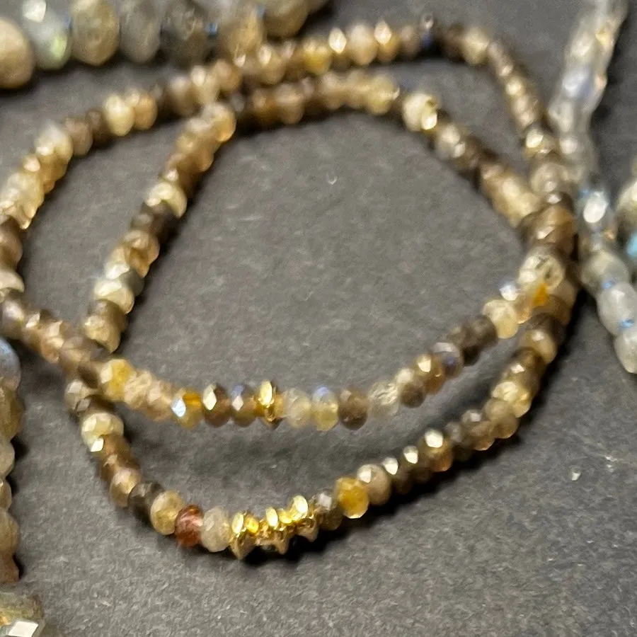 Labradorite & Rainbow Moonstone Layering Bracelets