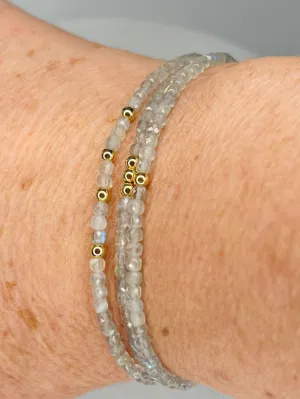 Labradorite & Rainbow Moonstone Layering Bracelets