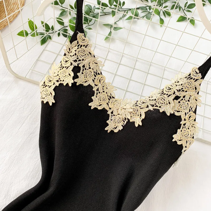 Lace Knitted Slip Dress