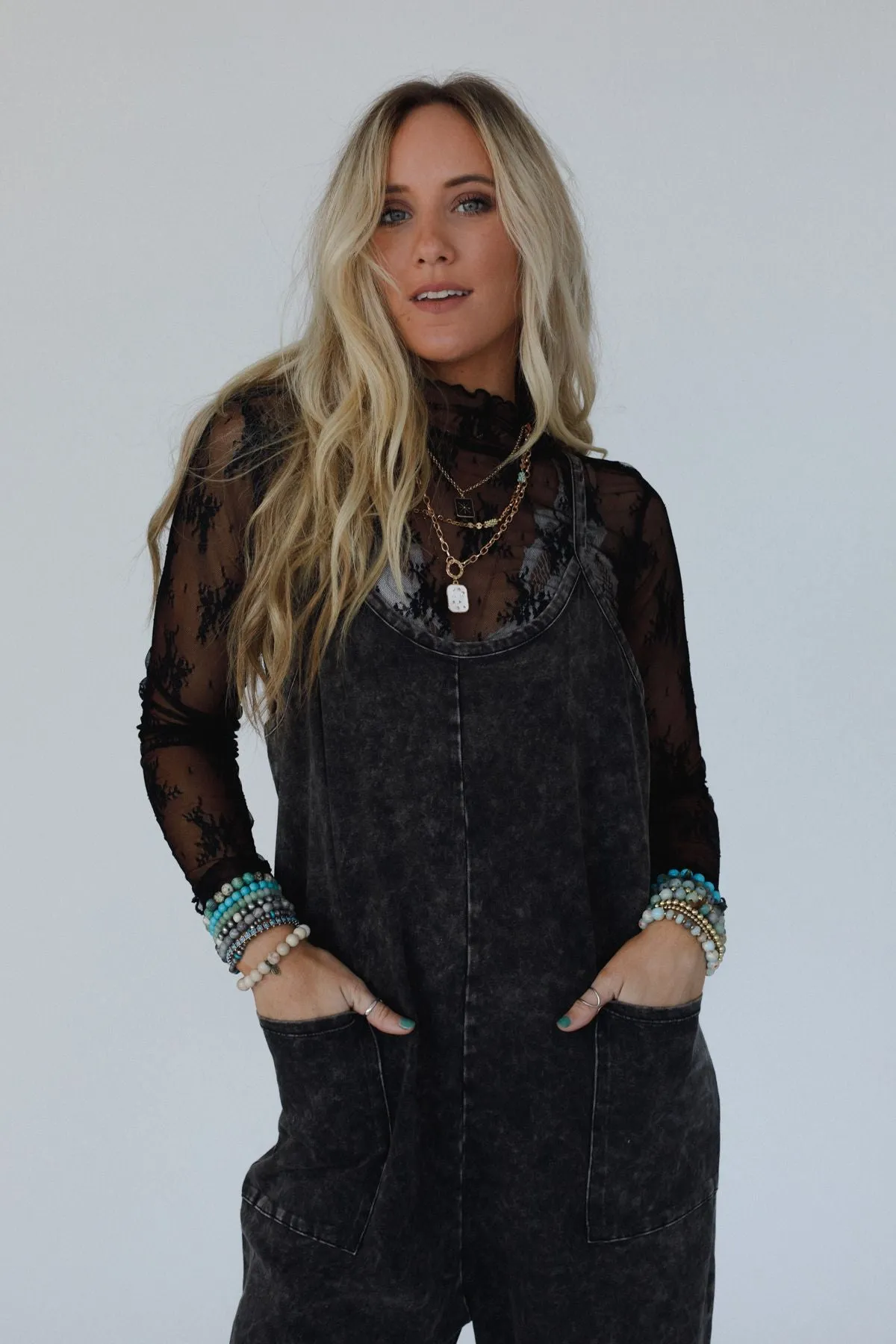 Lainey Lace Layering Top - Black