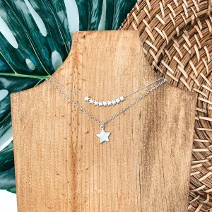 Layered Silver Star Necklace