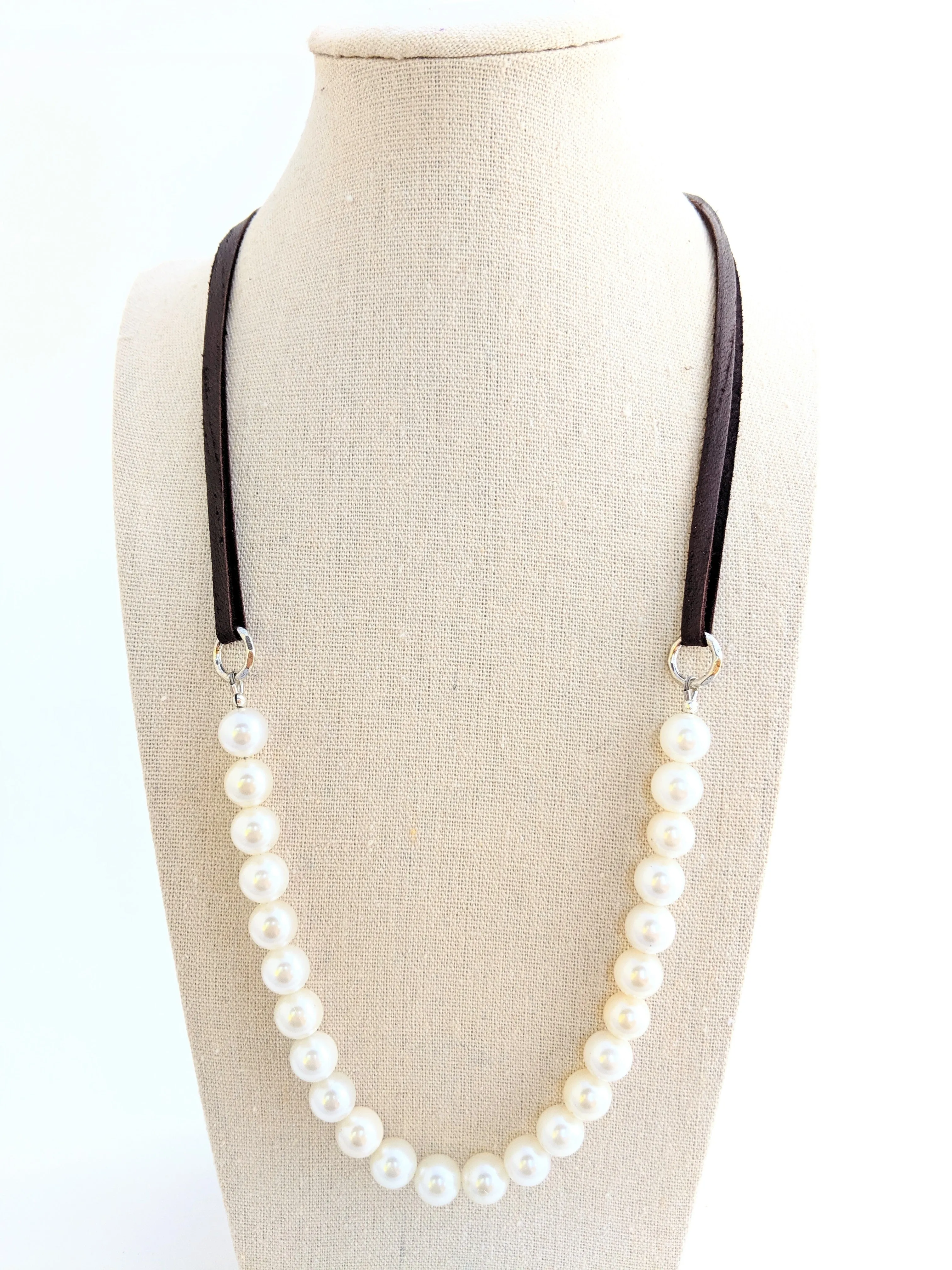 Leather & Pearl Necklace