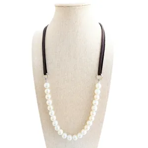 Leather & Pearl Necklace
