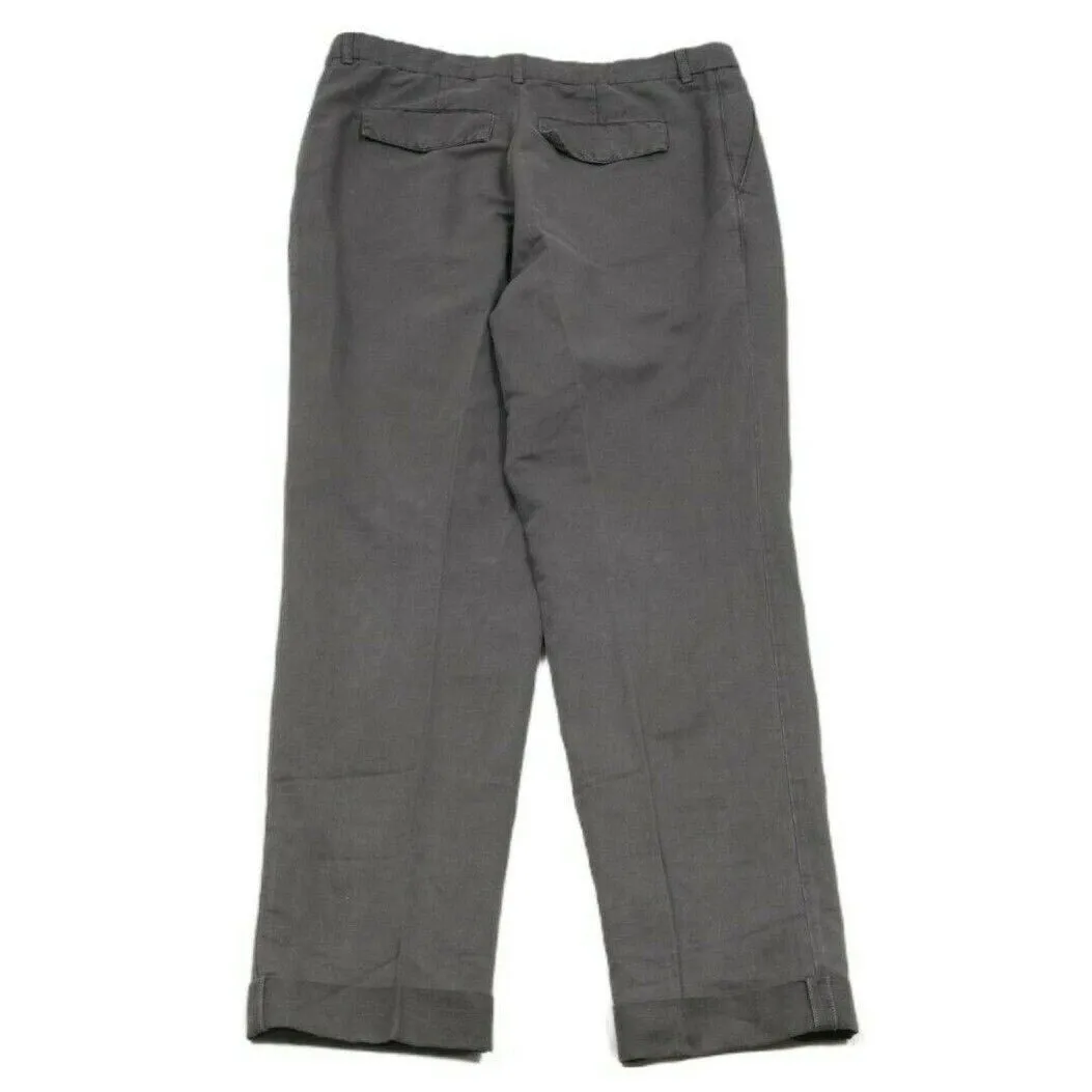 Leisure Fit Gray Flat Front Chino Pants