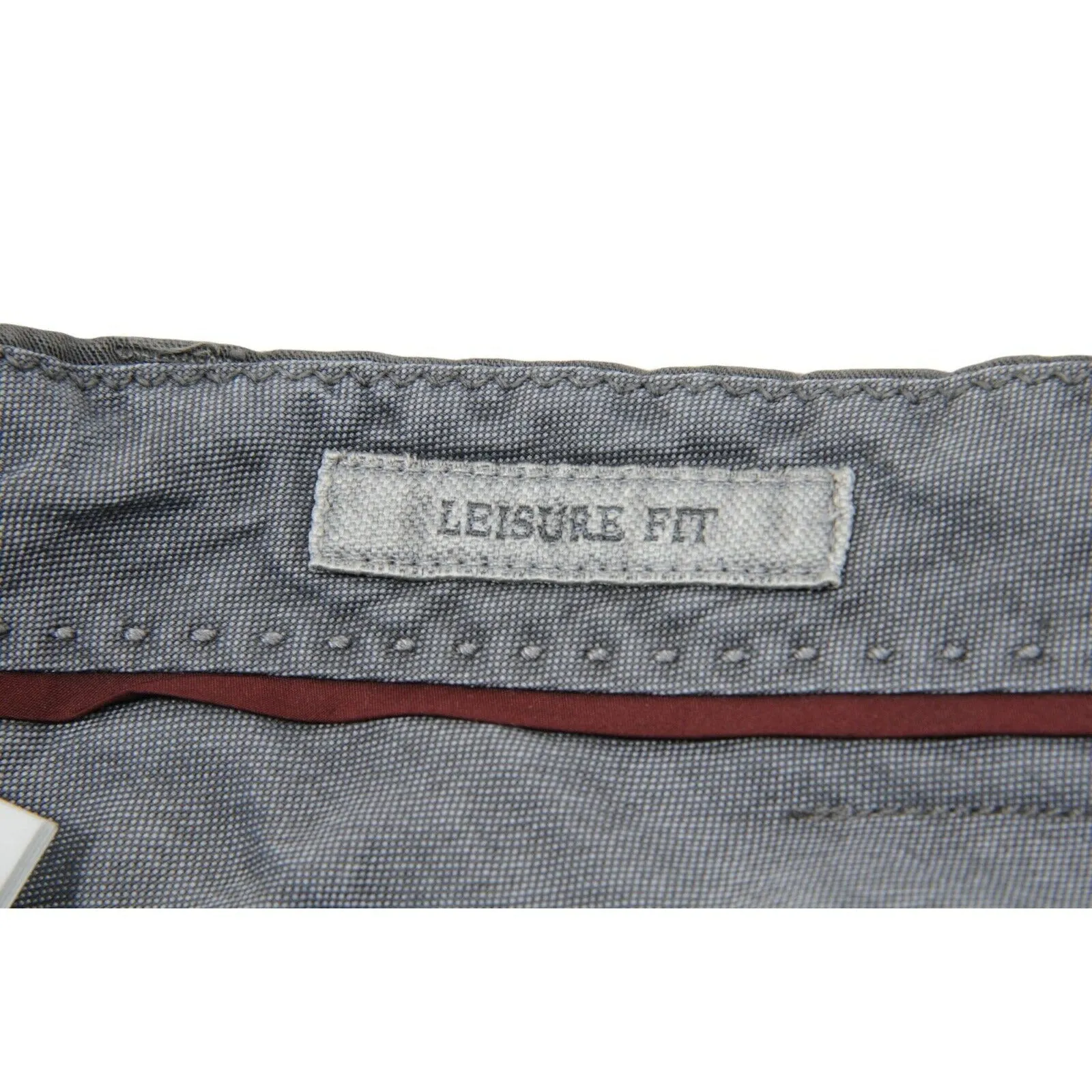 Leisure Fit Gray Flat Front Chino Pants