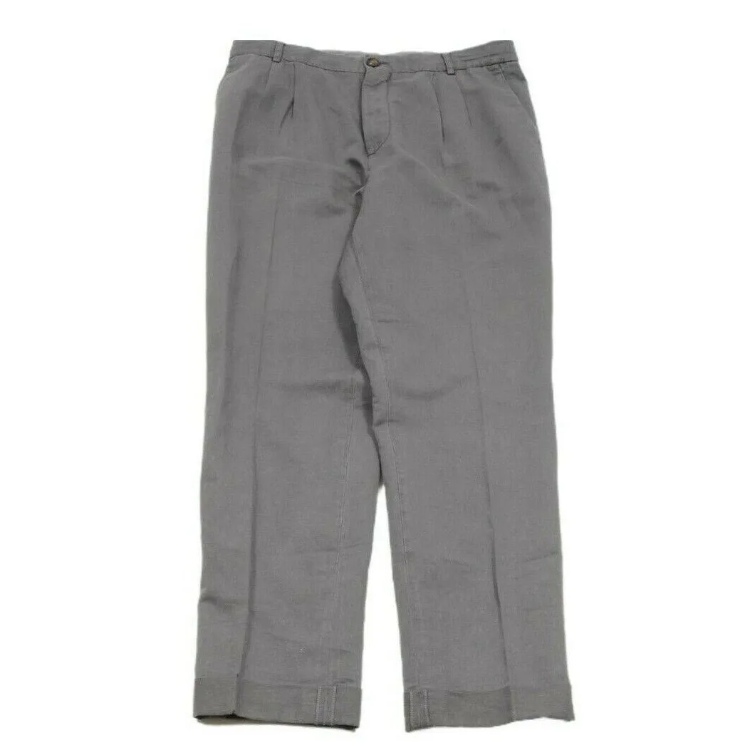 Leisure Fit Gray Flat Front Chino Pants