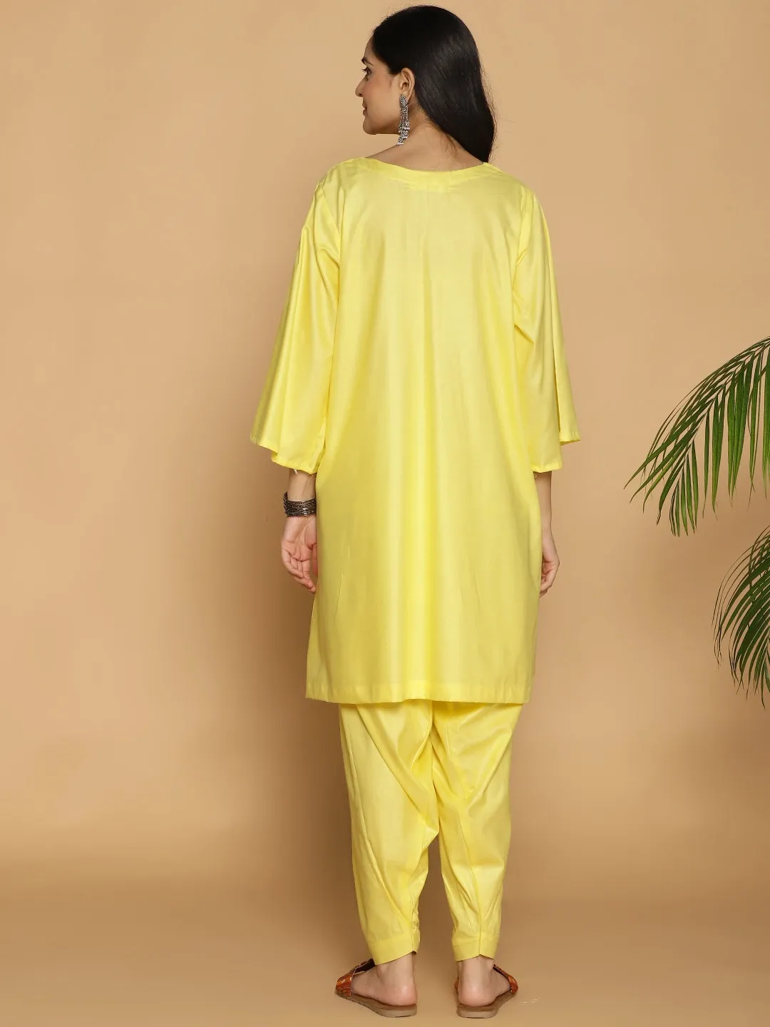 Lemon Rayon Kurti - Honeycomb