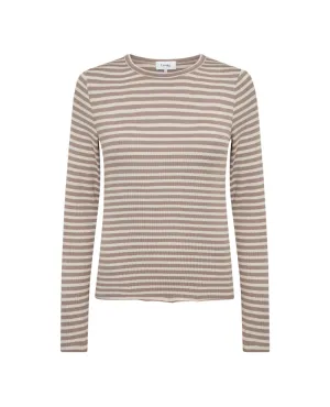 Levete Room Ika Taupe Brown Stripe T-Shirt