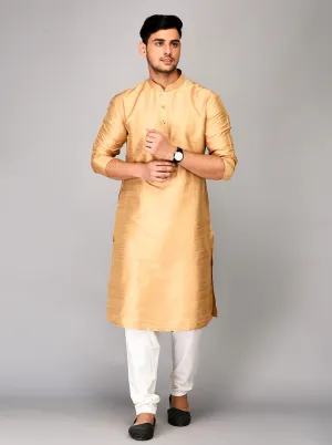 Light Golden Self Textured Kurta | Azania