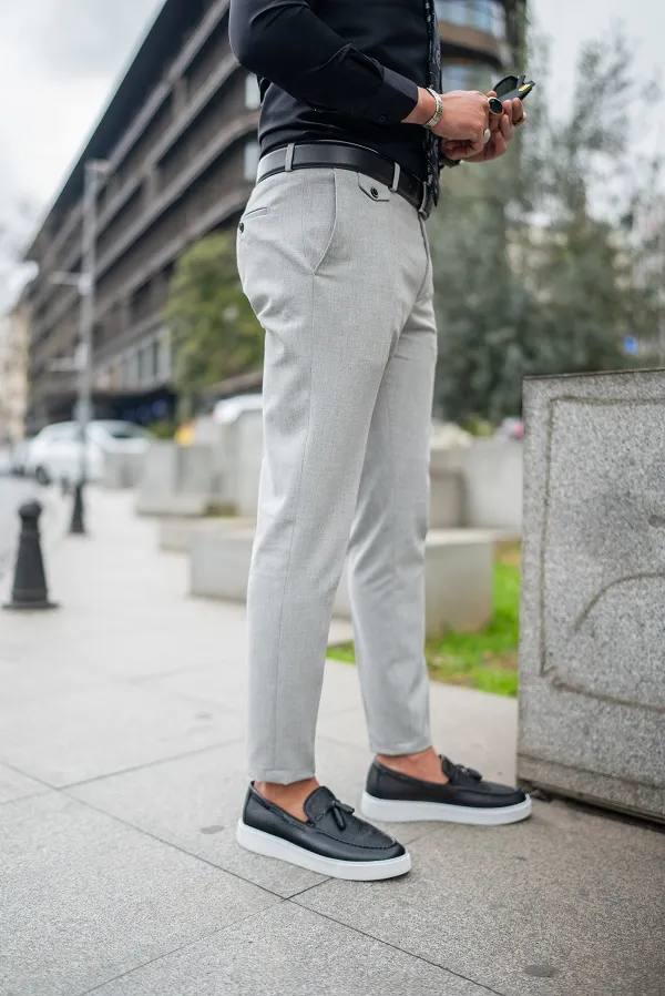 Light Gray Slim Fit Chino Pants for Men | GentWith