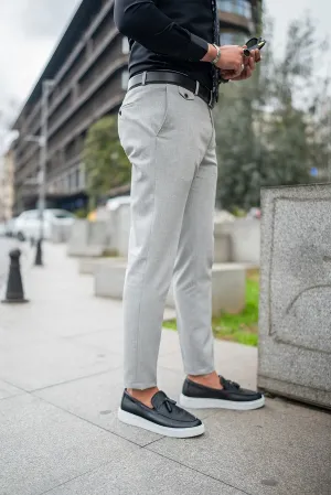 Light Gray Slim Fit Chino Pants for Men | GentWith