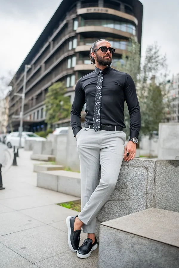 Light Gray Slim Fit Chino Pants for Men | GentWith