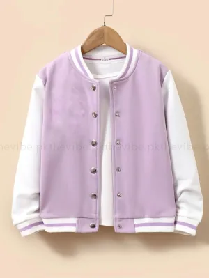 LILAC VARSITY JACKET