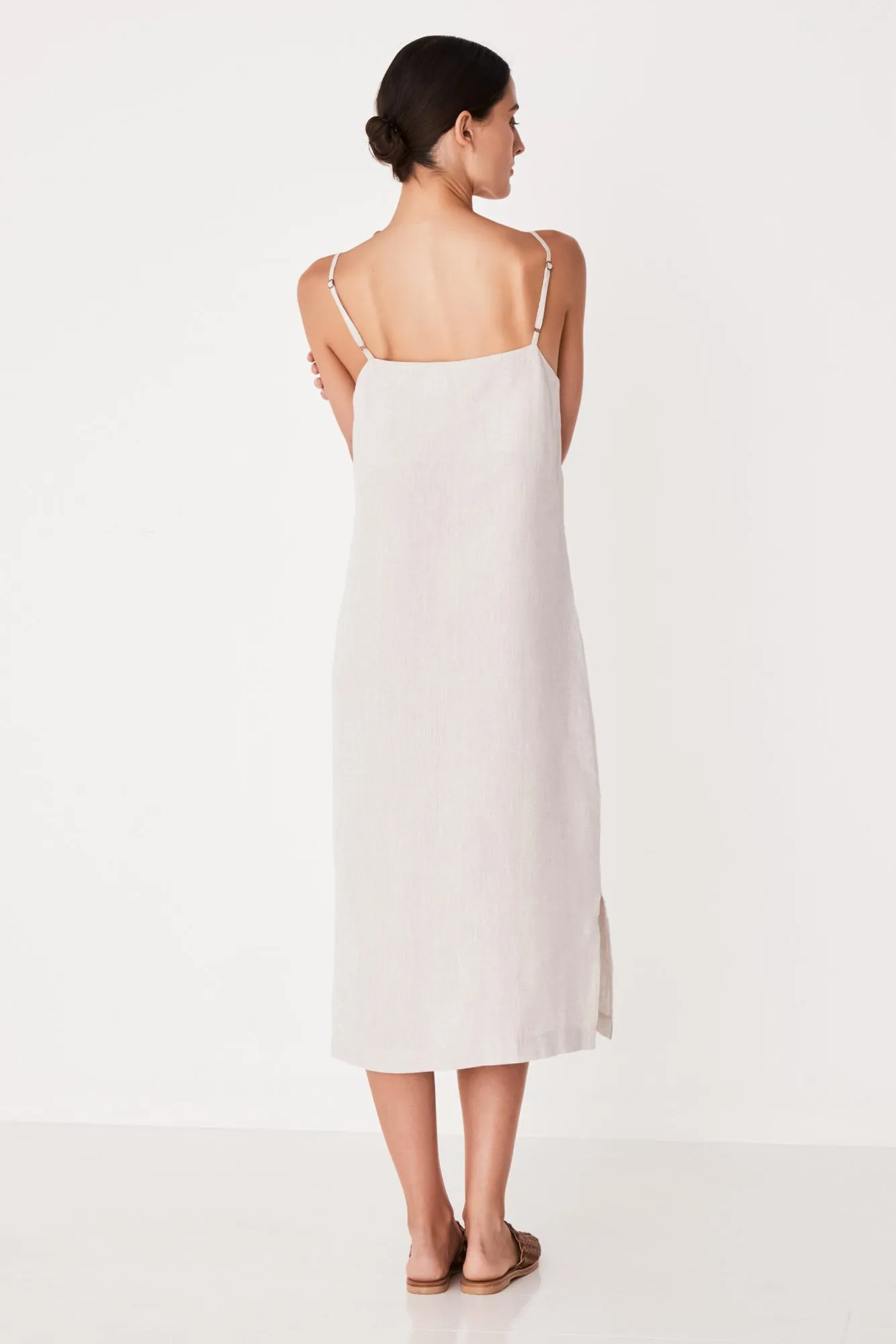 Linen Slip Dress - Oat Marle
